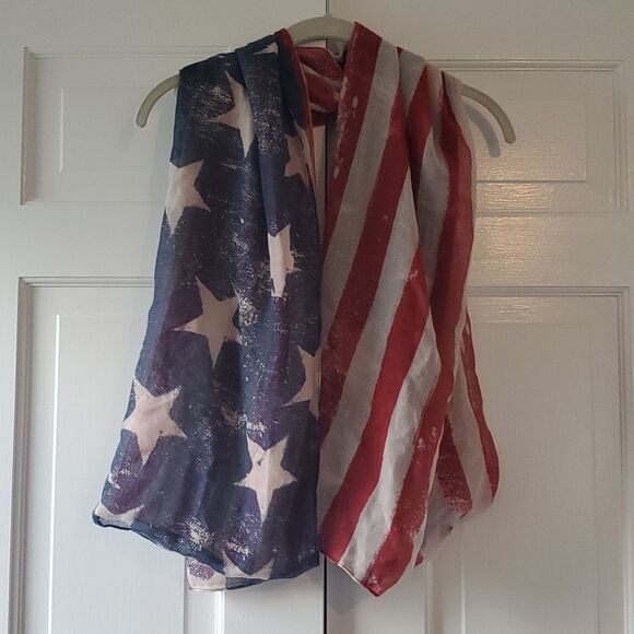 AMERICAN FLAG PATRIOTIC KIMONO WRAP COVERUP SHEER JACKET ONE SIZE SCARF - Picture 6 of 6
